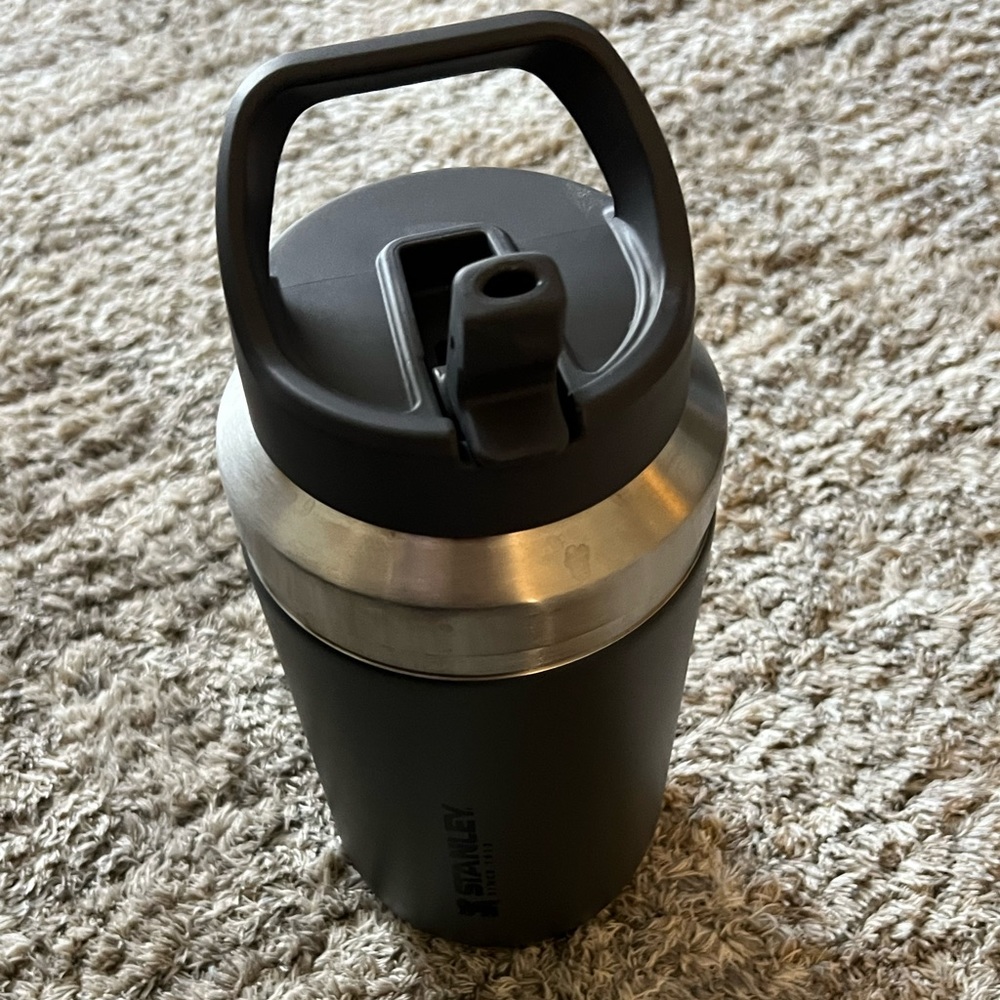 Stanley Matte Black and Silver Travel Mug